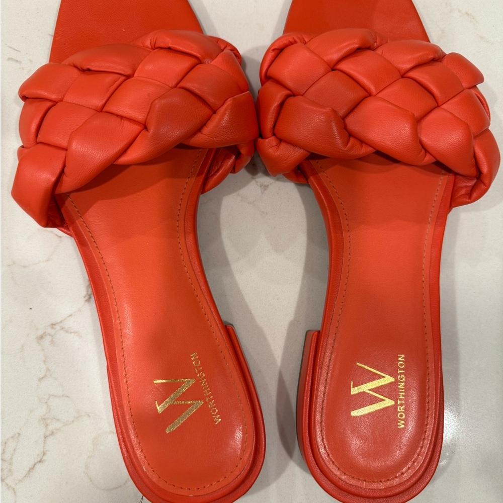 Worthington Women's Vibrant Orange Braided Sandals